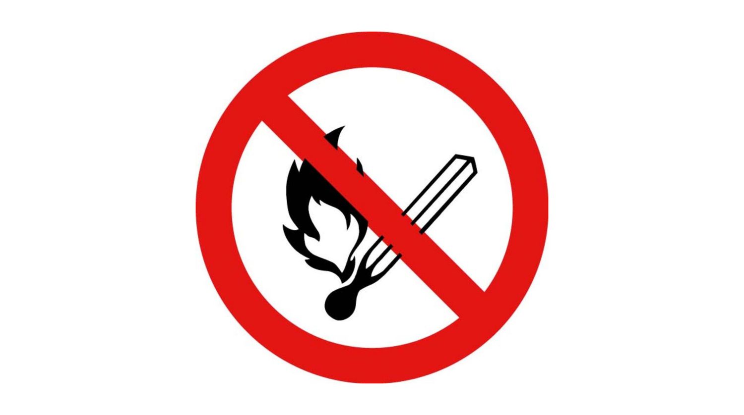 ​Safety Symbol Sticker – "No Smoking / Matches" Ø10 cm (White/Red)