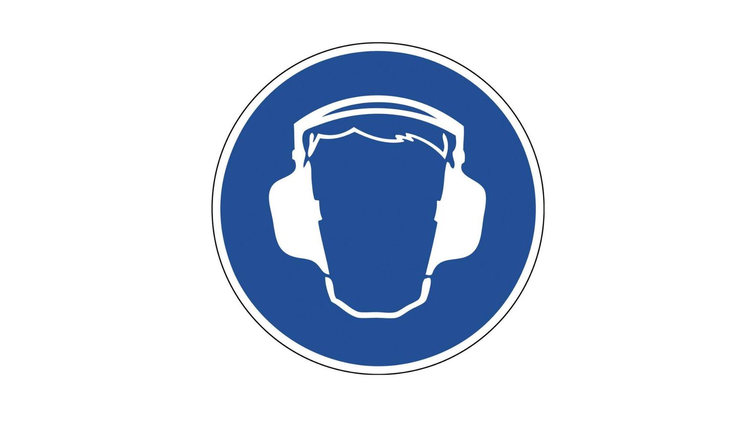 Safety Symbol Sticker – "Hearing Protection Required" Ø10 cm (Blue/White)