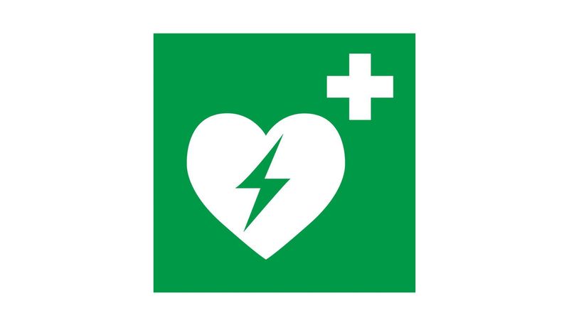 Sticker Vierkant AED 10cm Groen/Wit
