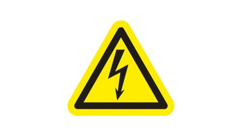 Sticker Driehoek Elektrische Spanning 9cm Geel/Zwart