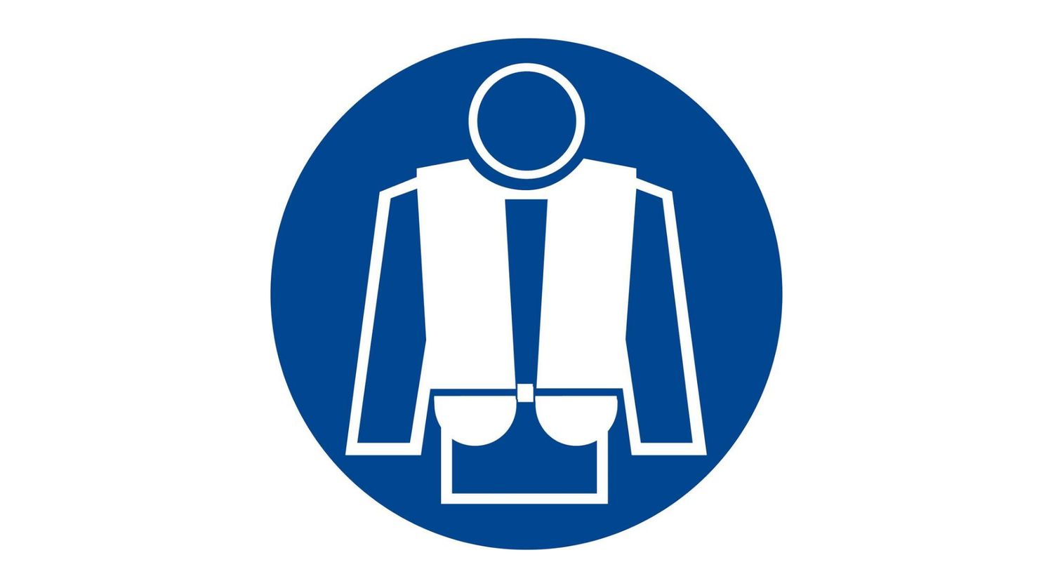 Safety Symbol Sticker – "Life Jacket Required" Ø10 cm (Blue/White)