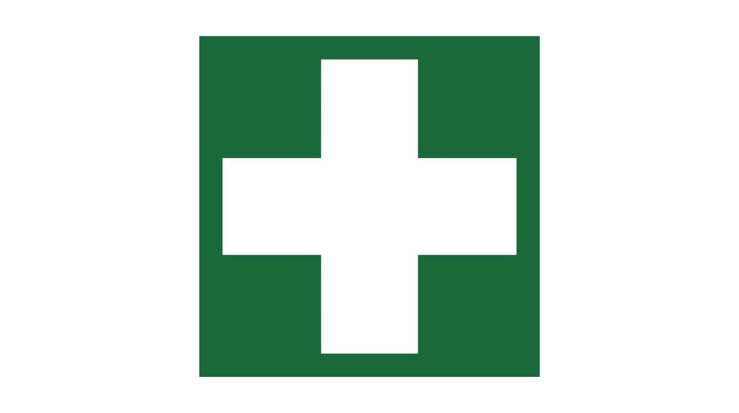 Safety Symbol Sticker – "First Aid Kit" 10 cm (Green/White)