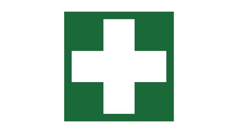 Sticker Vierkant EHBO Verbandsdoos 10cm Groen/Wit