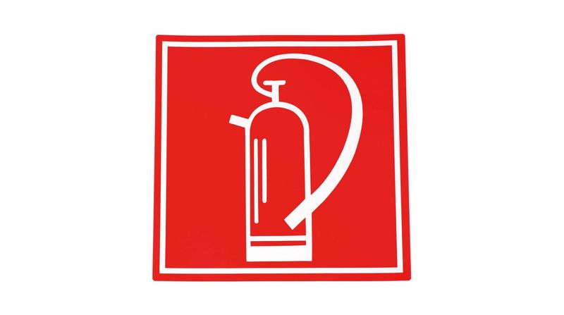 Sticker Vierkant Plaats Brandblusser 10cm Rood/Wit