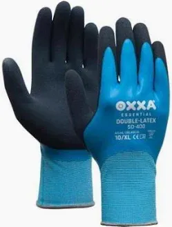 ​Oxxa Doppel-Latex-Handschuhe Blau/Schwarz Größe 10