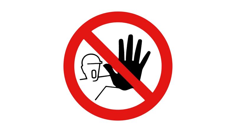 Sticker Rond Verboden Toegang Hand  Ø 10cm Wit/Rood