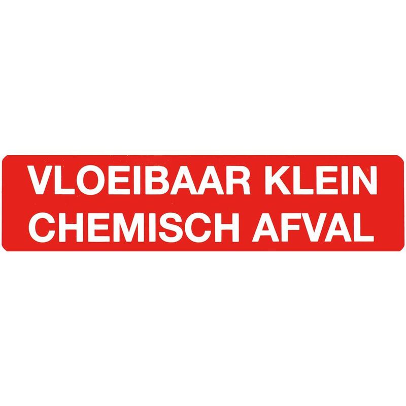 Sticker Vloeibaar Klein Chemisch Afval 17cm x 4cm