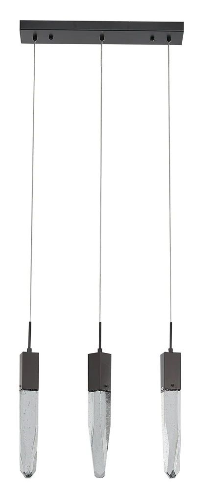 CLR Bubble Ice Crystal Pendants Lt, Blk Frame. L22.05&quot; W4.72&quot; H19.69&quot;, 3/GU 10/5W
