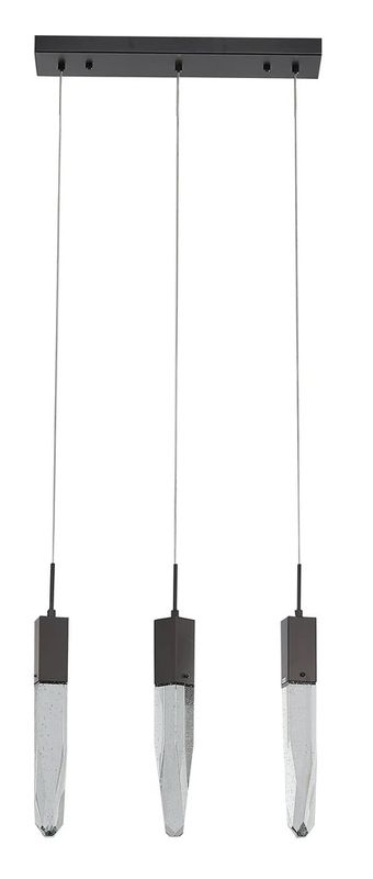 CLR Bubble Ice Crystal Pendants Lt, Blk Frame. L22.05&quot; W4.72&quot; H19.69&quot;, 3/GU 10/5W