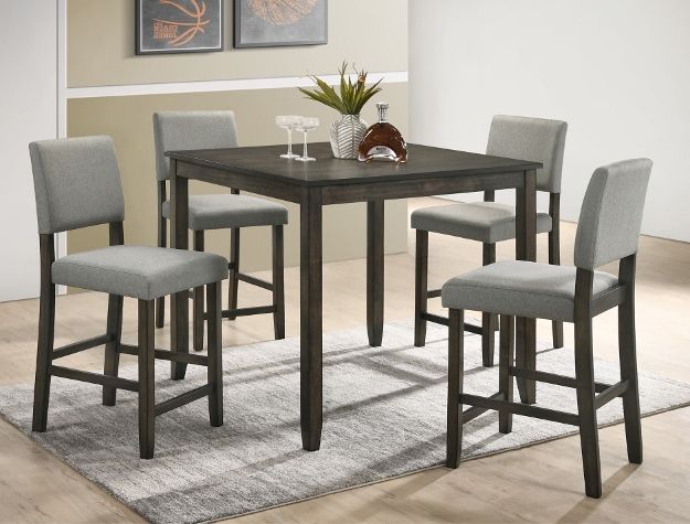 Derick 5-pk Counter Ht Tbl Set Grey
