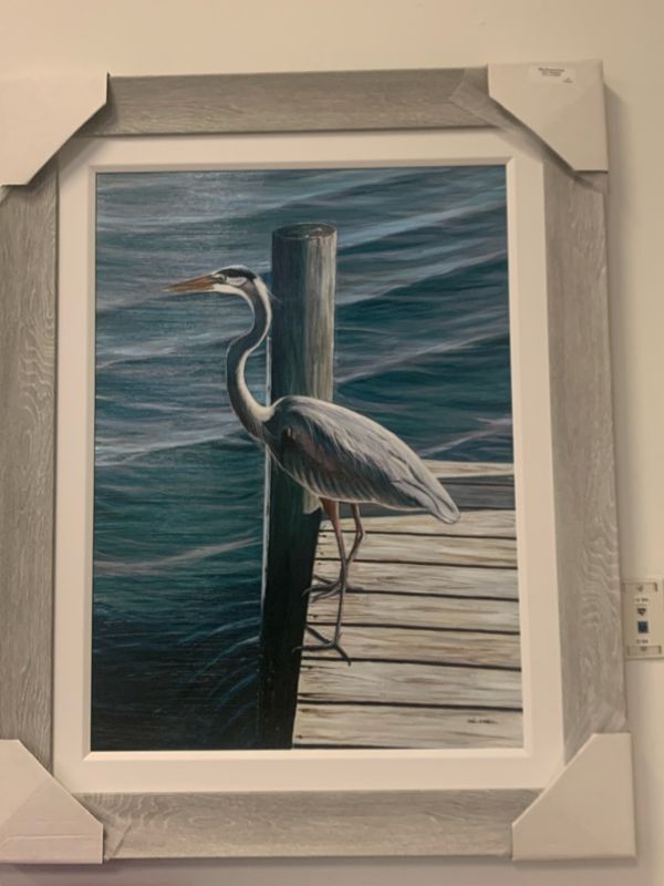 Blue Heron on the Dock 24x33