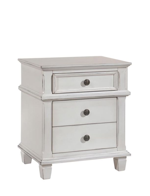 Carolina 3 Drawer Nightstand in Antique White