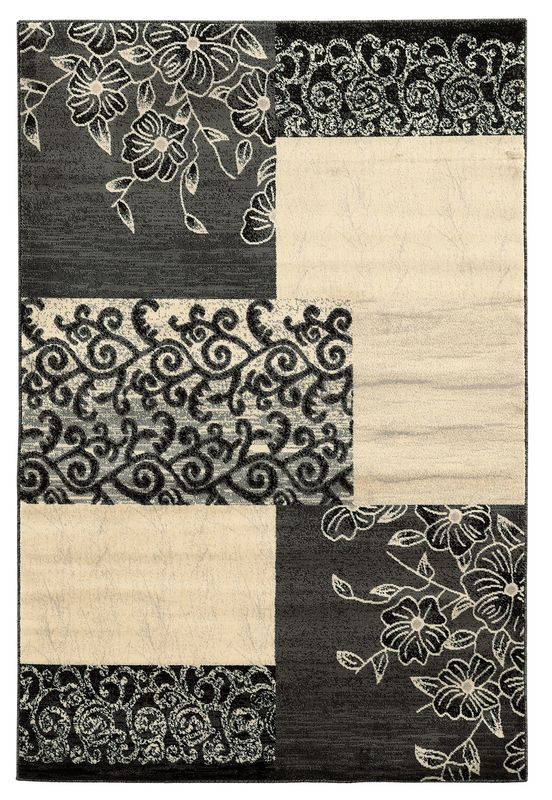 Elegance Patchwork Grey and Ivory 5x7 Rug