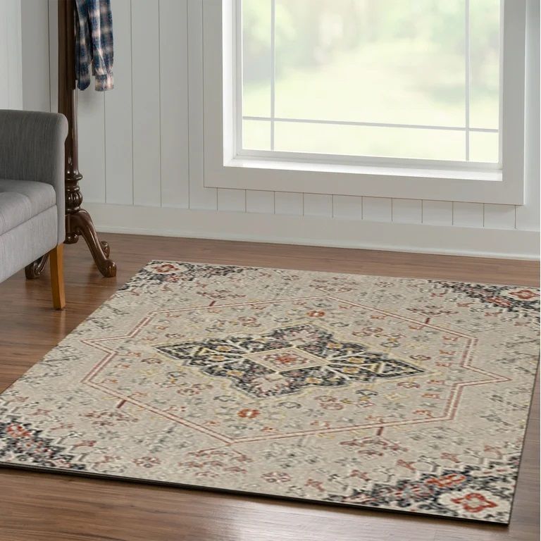 Great Zero Rollins Ivory and Navy 5x7.6 Rug