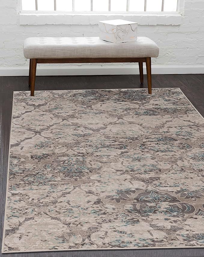 Vintage Trellis Grey and Charcoal 5x7.6 Rug