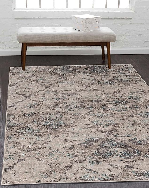 Vintage Trellis Grey and Charcoal 5x7.6 Rug