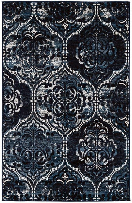 Vintage K. Arthur Navy and Navy 8x10 Rug