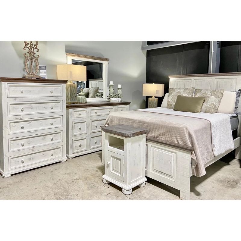 Allie 5 Drawer Chest Nero White w/ Granite Top
