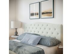 Camelback Button Tufted Queen Headboard in Beige