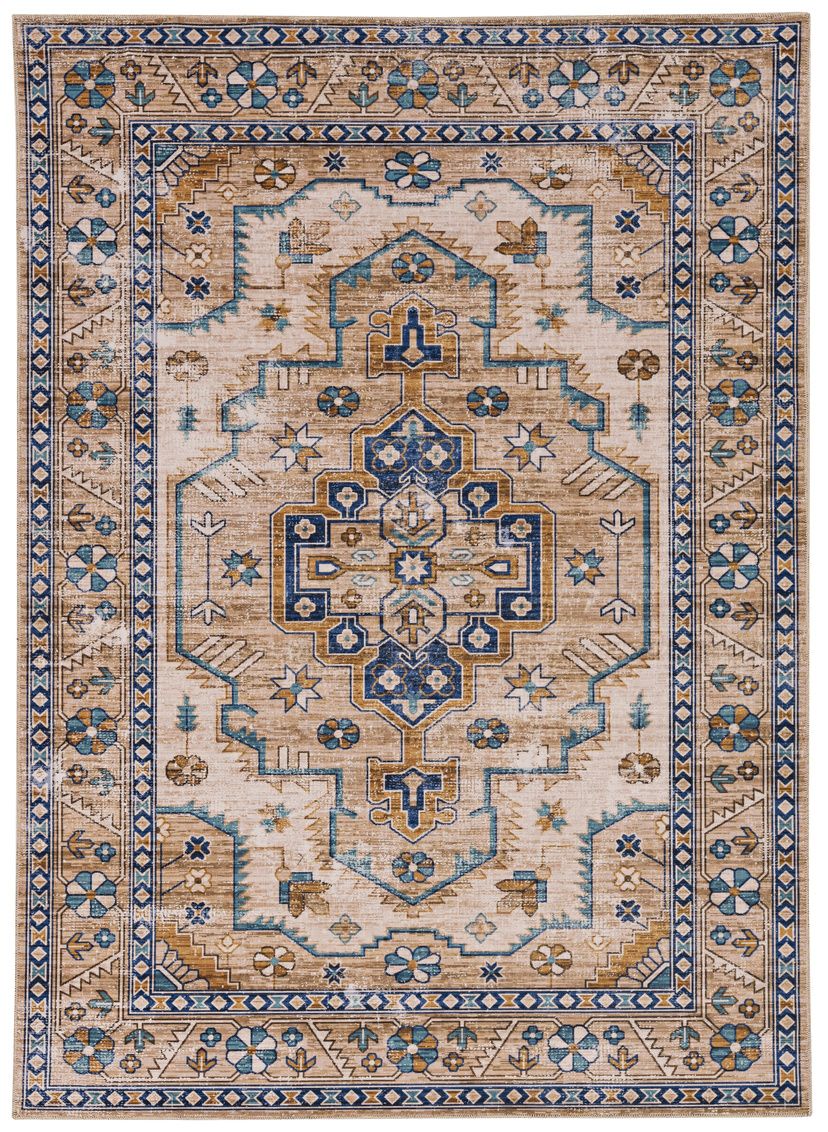 Washable Julian Ivory and Gold Rug 5X7