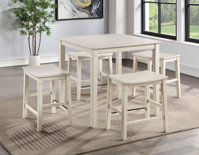 Westlake Counter Table w/ 4 Stools in Weathered Ivory