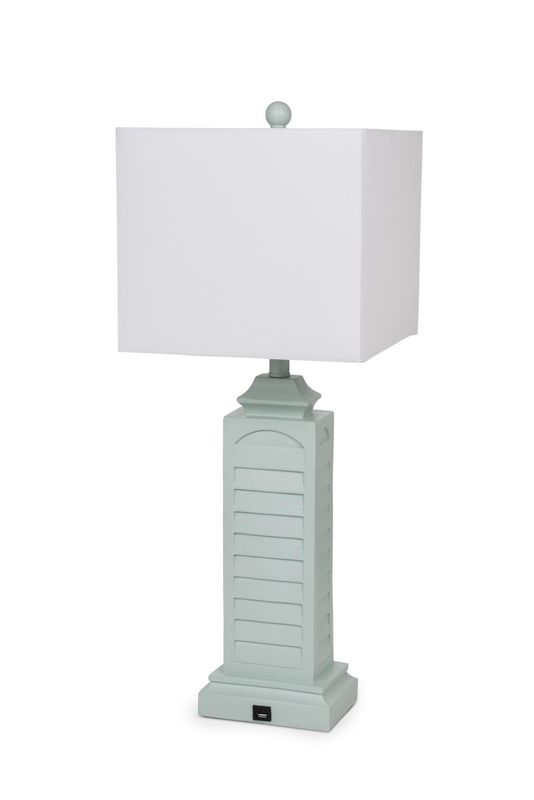 29.5" Teal Shutter Table Lamp w/ USB