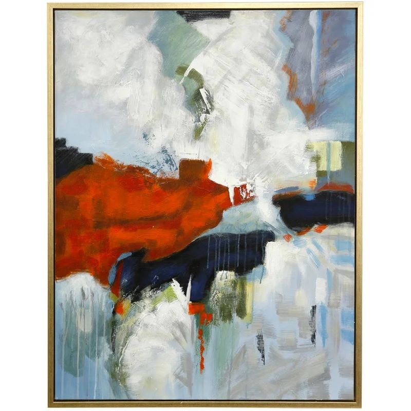 Retrograde Framed Canvas Art Small Hand Painted Abstract 1.5&quot; Frame