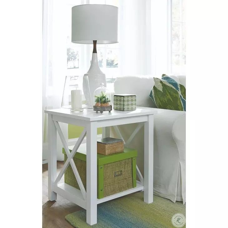 White Hampton End Table