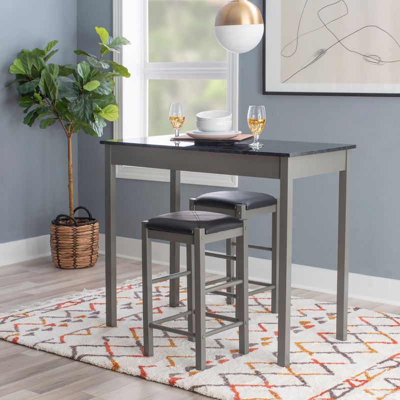 Lance Tavern Set Grey w/ Faux Marble Top 02859GRY01U
