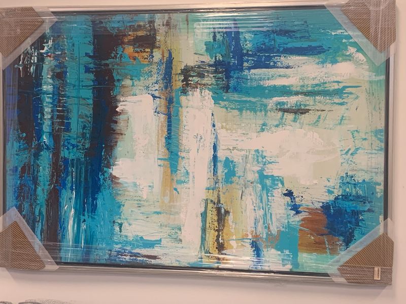 Silver Float Blue and Brown Abstract 40x60