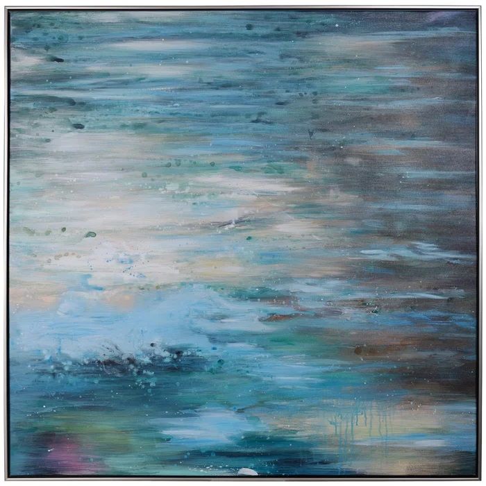 Blue Falls Hand Embellished Canvas 50&quot;Wx 50&quot;Hx1&quot;D