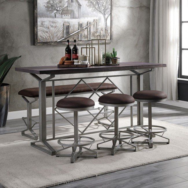 Evangeline Counter Height Table set w/ Bench and 2 Stools