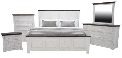 Allie Queen Footboard in Nero White with Granite Top