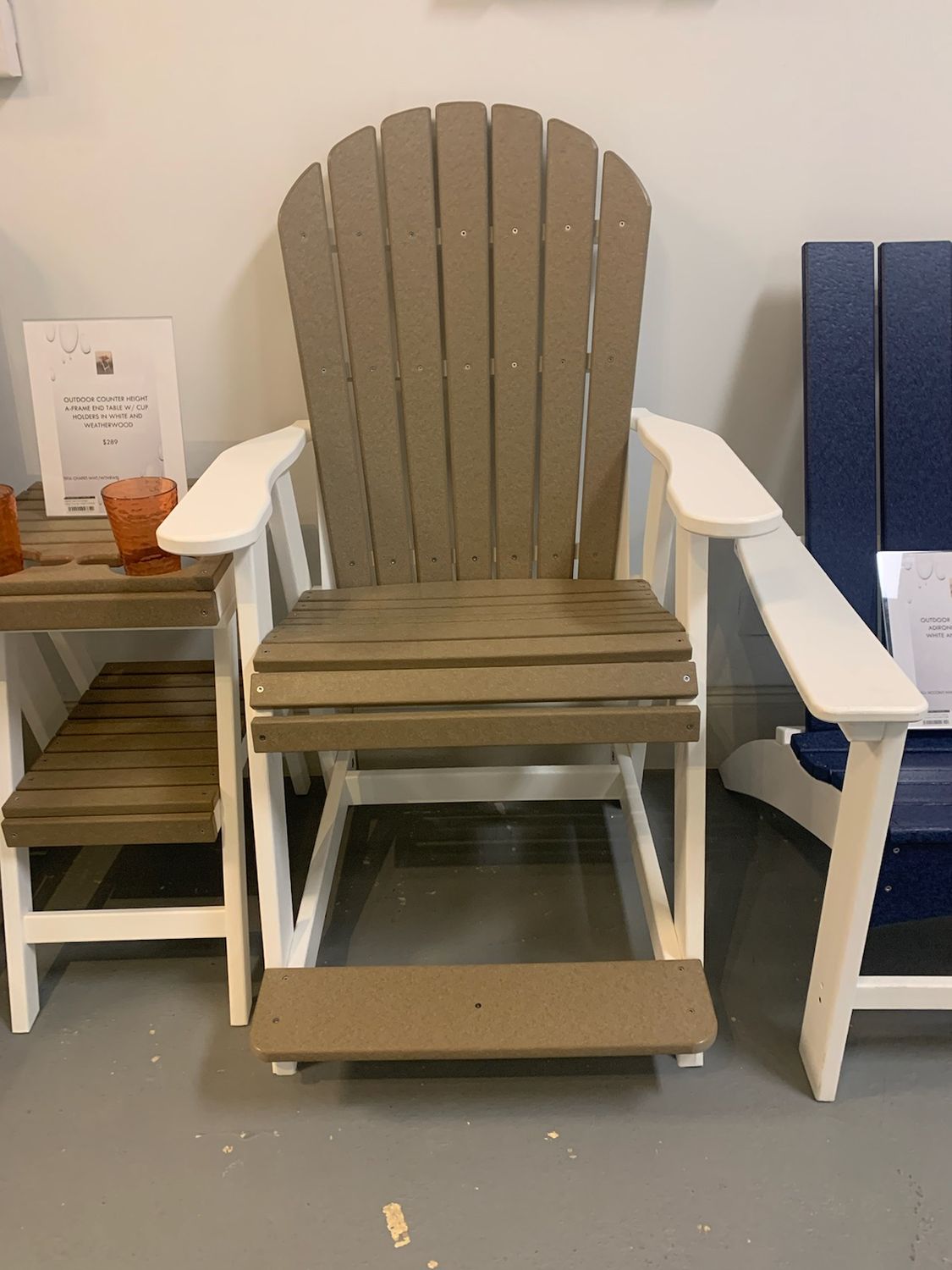 Outdoor Seashell Back Counter Height Armchair White/Weatherwood