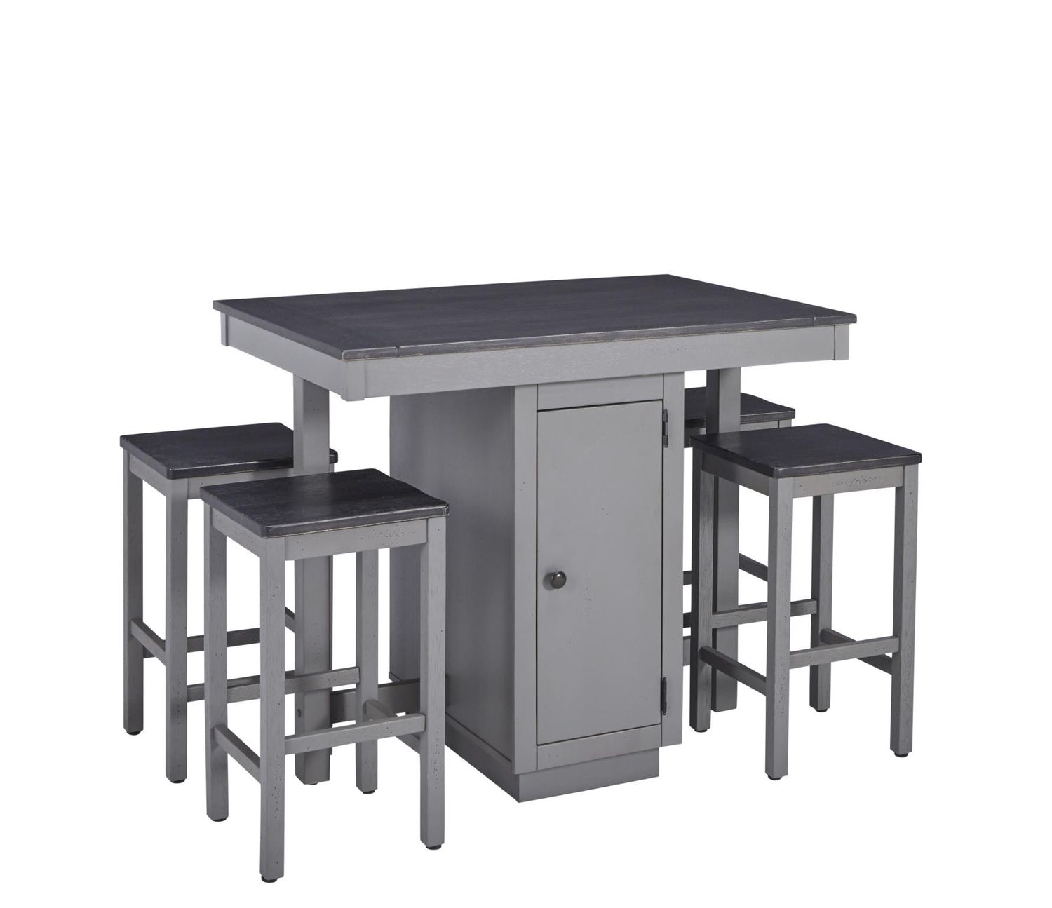 Pepper Wood Square Counter Table w/4 Stools in Gray/Black