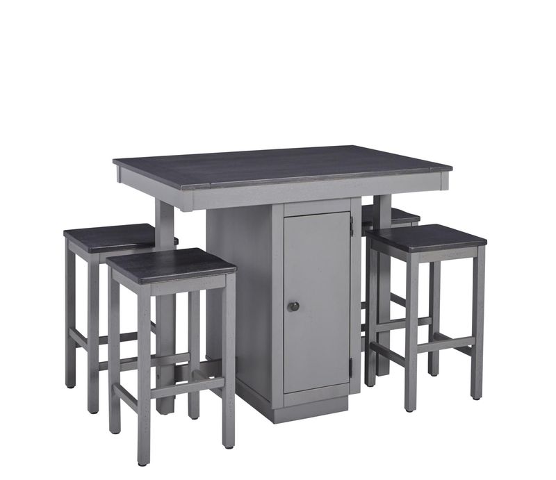 Pepper Wood Square Counter Table w/4 Stools in Gray/Black