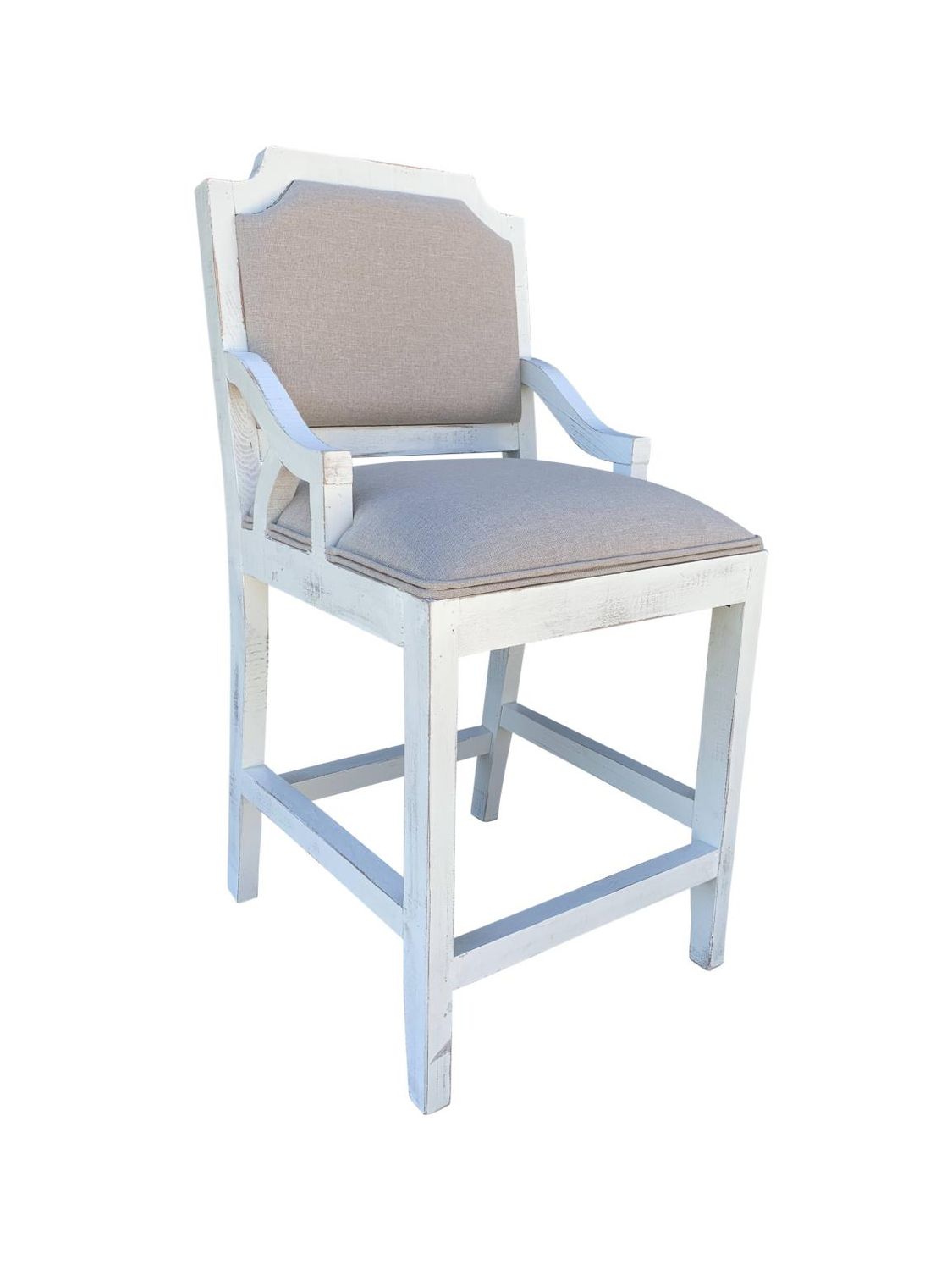Westgate Barstool with Back in Nero White Wheat Fabric MIC-WB-BB
