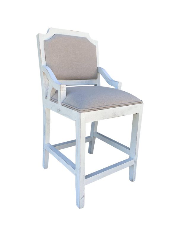 Westgate Barstool with Back in Nero White Wheat Fabric MIC-WB-BB
