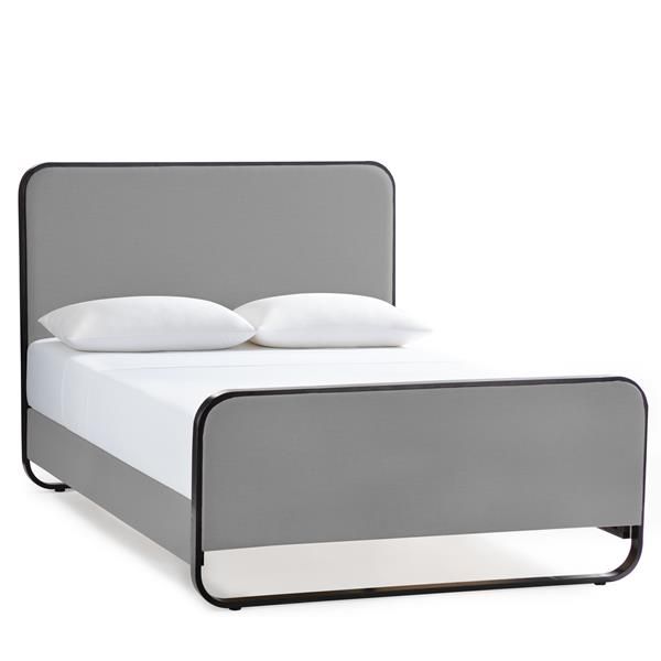 Malouf Godfrey Metal Upholstered Bed King in Stone