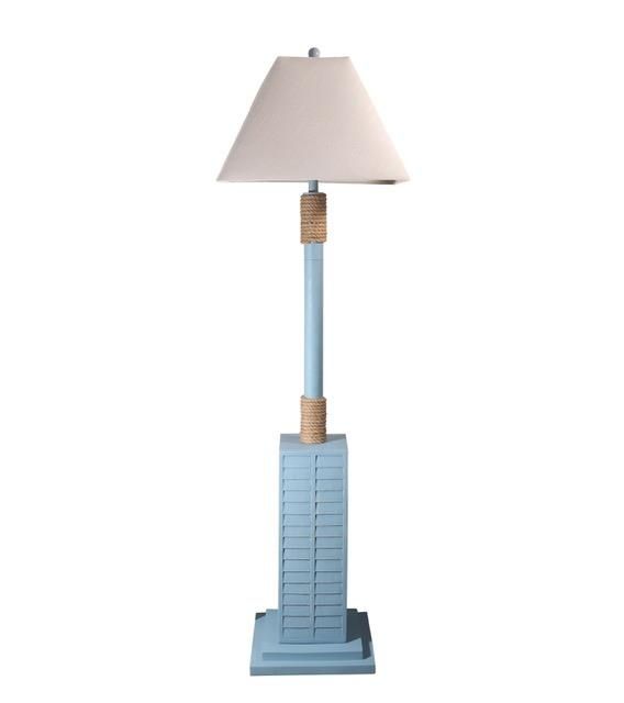 63-Inch Blue Poly Resin Coastal Shutter Floor Lamp