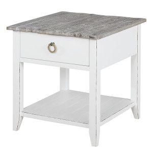 End Table Boardwalk Top /Plank Shelf/ White 24x22x24
