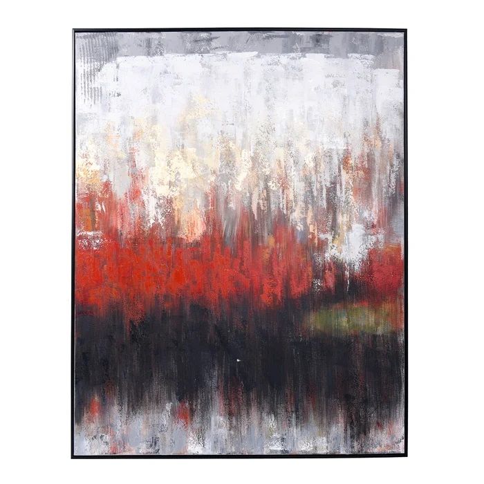 Seeing Red Abstract Hand Painted Framed Canvas 50&quot;H x 40&quot;W x 2&quot; D