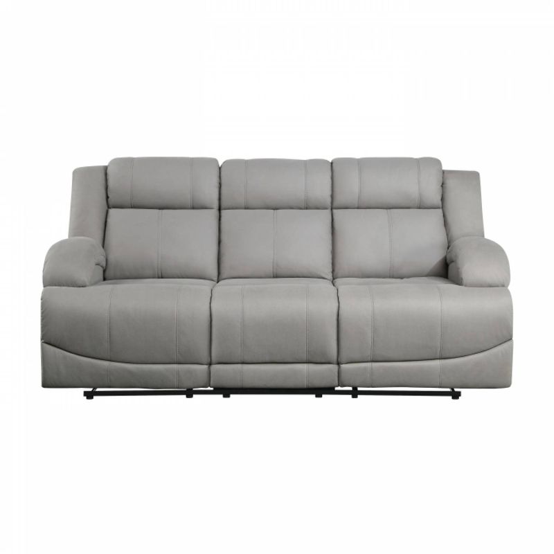 Camryn Double Reclining Sofa in Gray Polished Microfiber