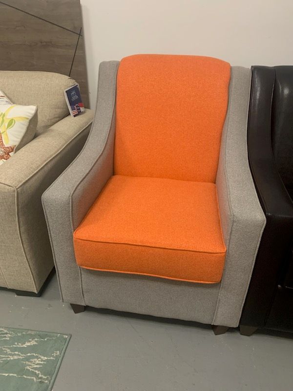 WII 38&quot; Chair in Truman Smoke and Truman Tangerine