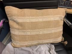 Deco Throw Pillow Tan w/ White Accent
