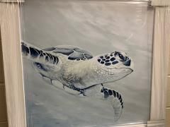 24x24 Blue Turtle Facing Right