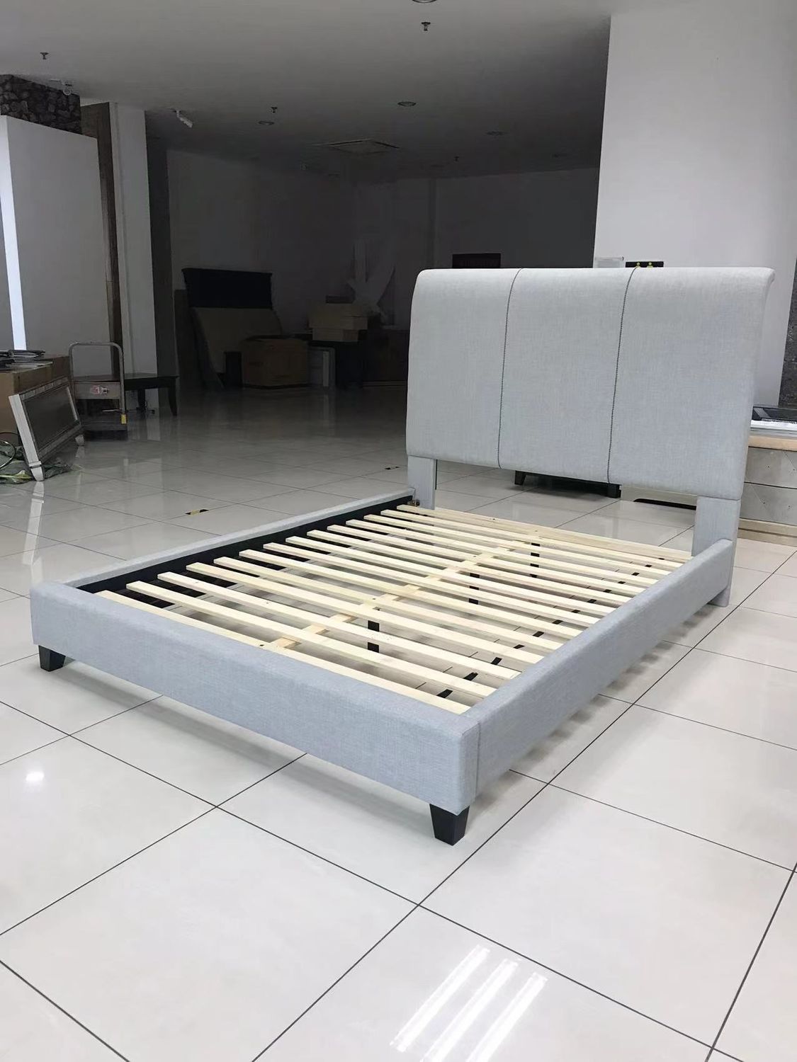 Queen Gray Upholstered Bed