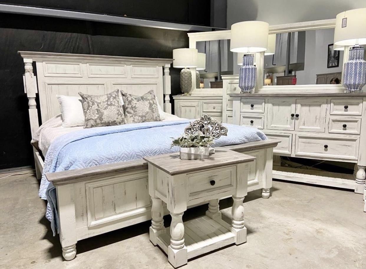 Martha  (Post) King Headboard Nero White Granite Top MIC-MAR-KHB