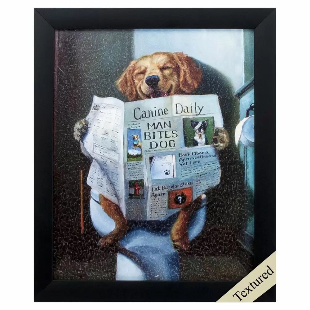 Man Bite Dog Headlines (Dog on Potty w/Newspaper ) 9X11