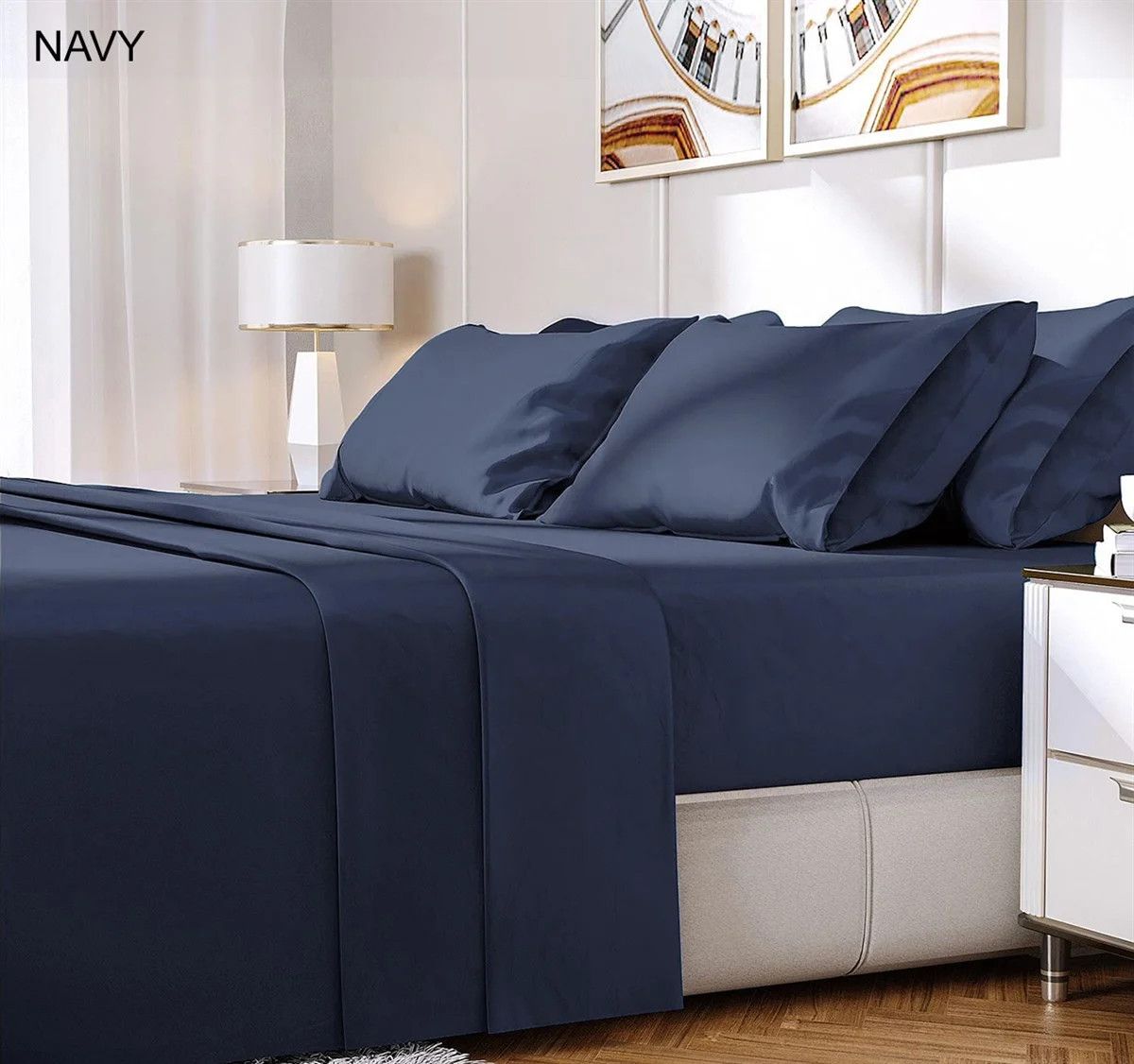 Twin Bamboo 2000 Count 6 pc Sheet Set in Navy